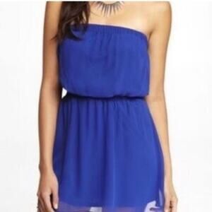 ⭐️ Express Chiffon Strapless Blue Dress Summer‎ Lightweight Sleeveless Colorful